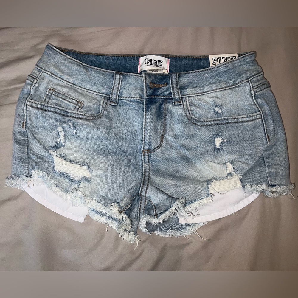 PINK Victoria's Secret Distressed Denim Shorts